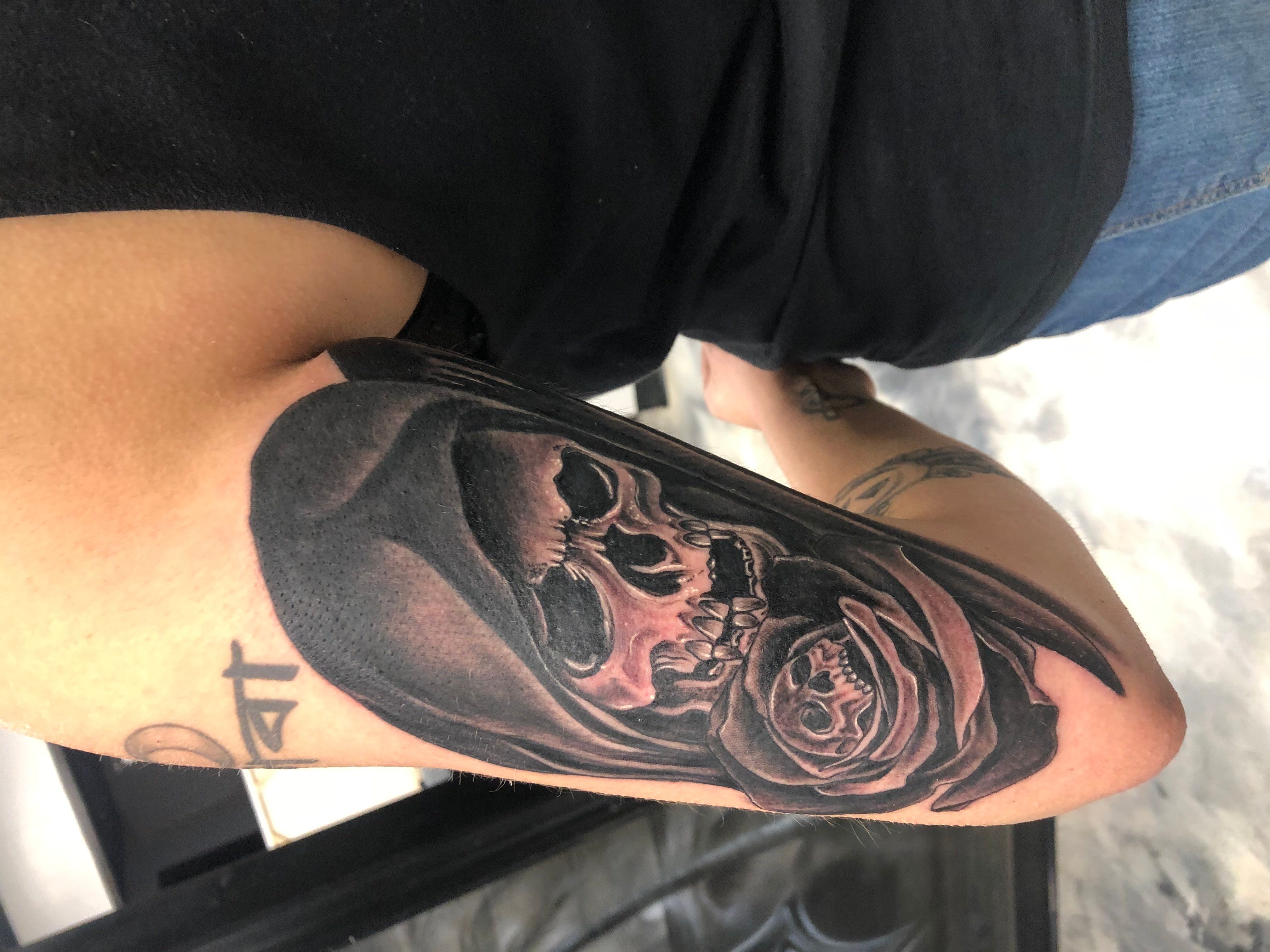 Grim Reaper With Rose Tattoo
